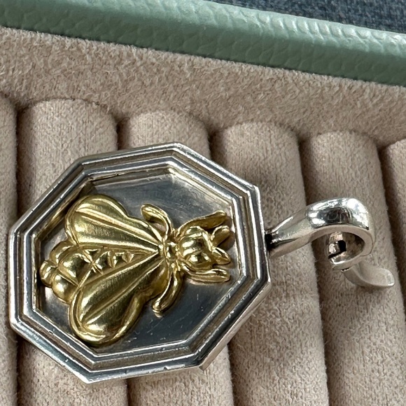 Designer SLANE ~JUMBO~ 18K Yellow Gold BEE Enhancer Pendant Sterling Silver 17gr - Picture 11 of 15